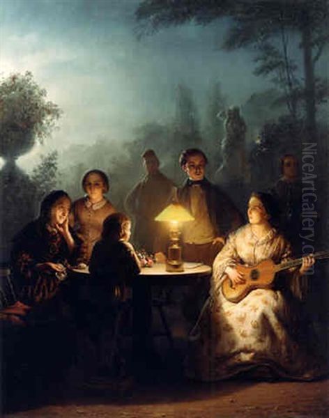 Genreszene In Einem Burgerlichen Haus Oil Painting by Petrus van Schendel