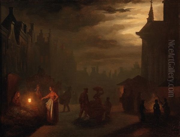 The Kaasmarkt In Rotterdam Oil Painting by Petrus van Schendel