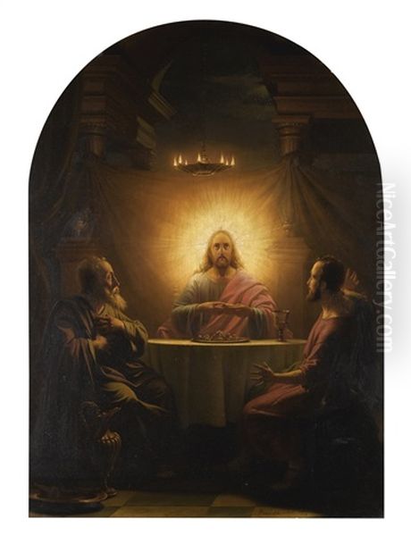 The Supper At Emmaus Oil Painting by Petrus van Schendel