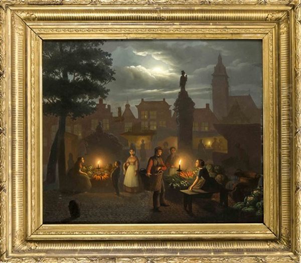 Nachtmarkt In Antwerpen Oil Painting by Petrus van Schendel