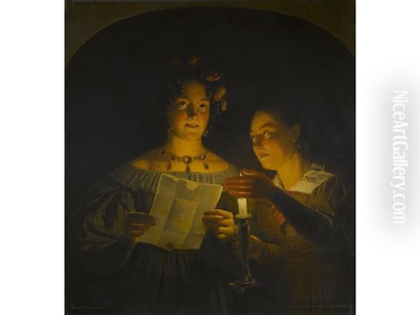 Imagination By Candlelight Oil Painting by Petrus van Schendel