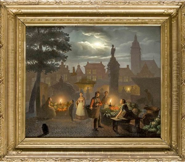 Nachtmarkt In Antwerpen Oil Painting by Petrus van Schendel