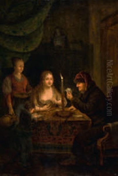 Kartenspieler Bei Kerzenlicht Oil Painting by Petrus van Schendel