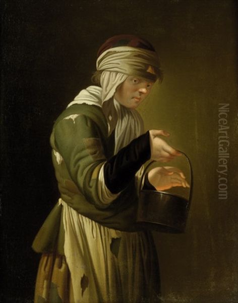 Die Junge Kuchenmagd Mit Dem Kohlenbecken Oil Painting by Petrus van Schendel