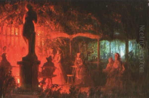 Les Feux De Bengale Au Vauxhall Dans Le Parc De Bruxelles Oil Painting by Petrus van Schendel