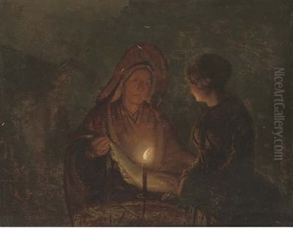 The Fish Market Oil Painting by Petrus van Schendel