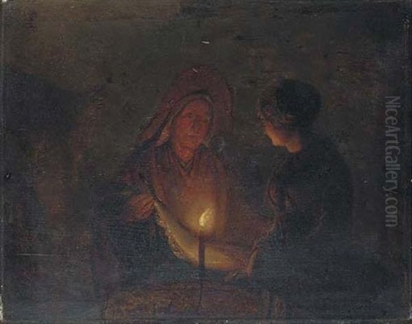 The Fish Market Oil Painting by Petrus van Schendel