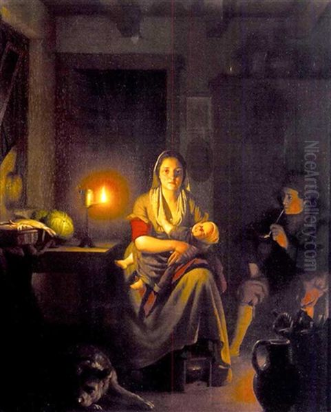 A Peaceful Moment Oil Painting by Petrus van Schendel