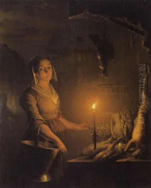 Avondmarkt Oil Painting by Petrus van Schendel