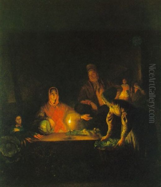 Nachtliche Marktszene Oil Painting by Petrus van Schendel