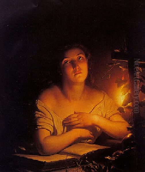 Devotion Oil Painting by Petrus van Schendel