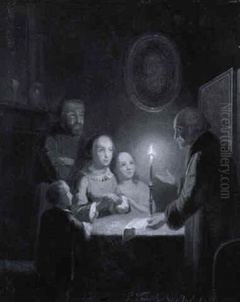 La Nouvelle Du Soir Oil Painting by Petrus van Schendel