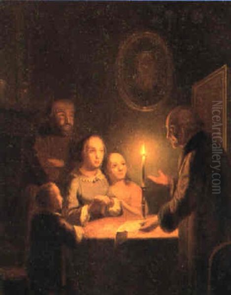 Die Abendliche Nachricht Oil Painting by Petrus van Schendel