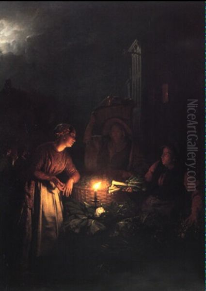 Vegetable Seller by Petrus van Schendel