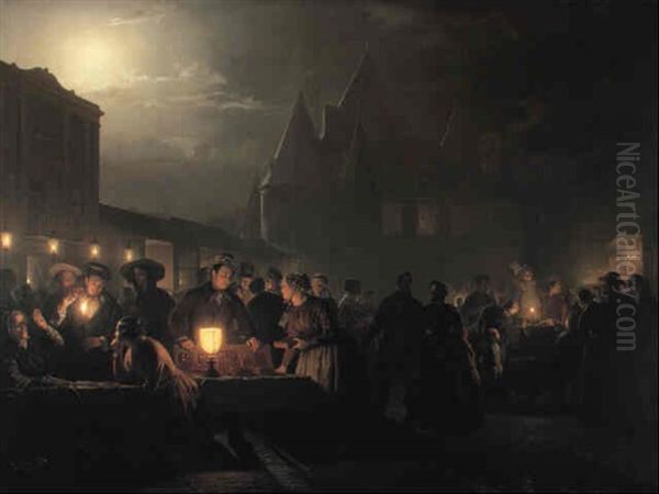 The Book Fair Oil Painting by Petrus van Schendel