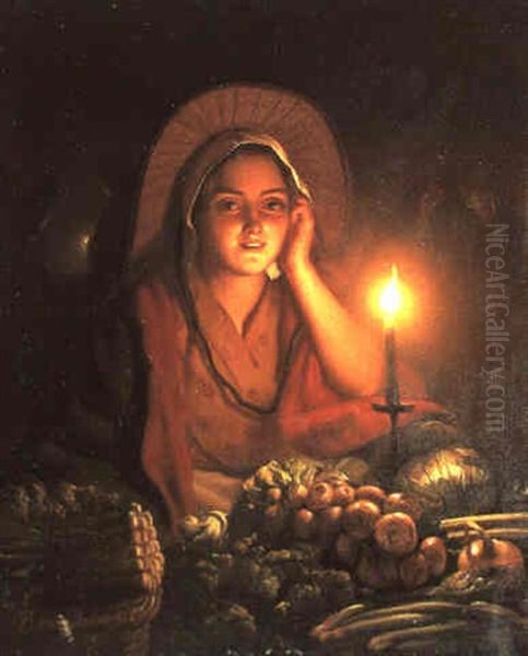 La Marchande De Legumes Oil Painting by Petrus van Schendel