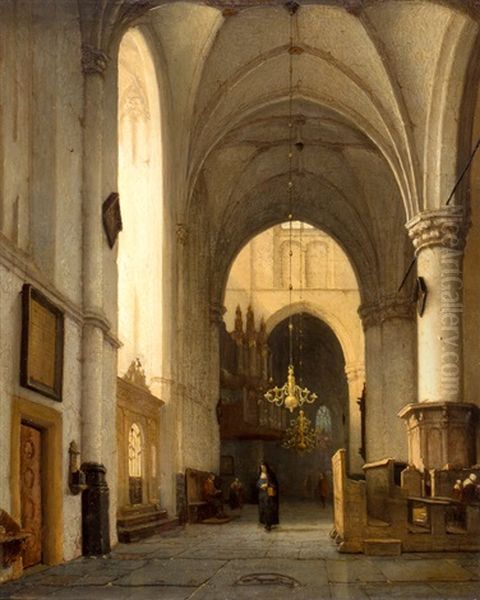 Kerkbinnenste Oil Painting by Jan Jacob Schenkel