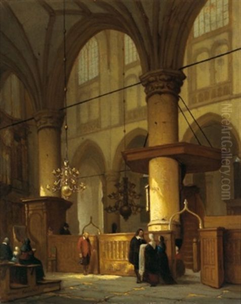 Ein Kircheninterieur Oil Painting by Jan Jacob Schenkel