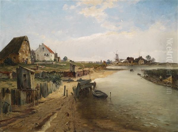 Beschauliches Leben Am Fluss Oil Painting by Jacques Matthias Schenker