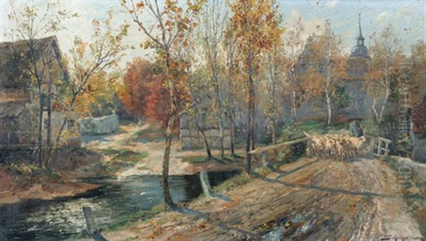 Im Herbst Oil Painting by Jacques Matthias Schenker