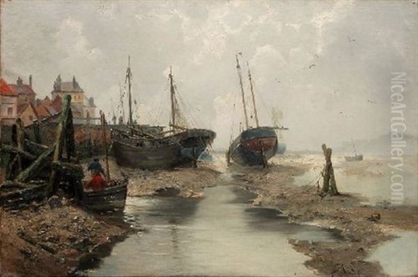 Normannischer Fischerhafen Oil Painting by Jacques Matthias Schenker