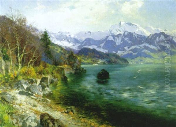 Blick Von Der Bucht Von Beckenried Gegen Vitznau by Jacques Matthias Schenker