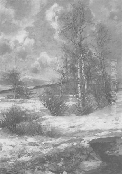 Letzter Schnee Oil Painting by Jacques Matthias Schenker