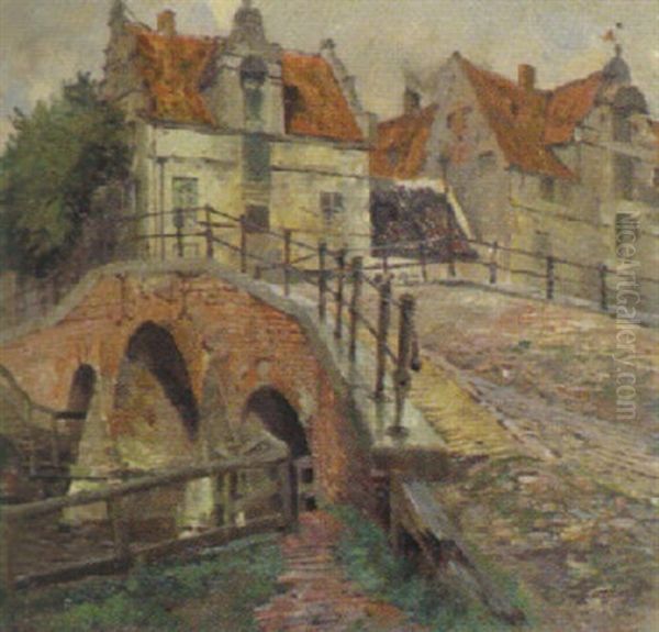 Altstadtmotiv Aus Emden Oil Painting by Jacques Matthias Schenker