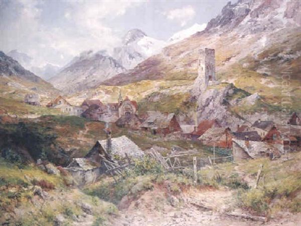 Blick Auf Hospenthal Bei Andermatt Oil Painting by Jacques Matthias Schenker