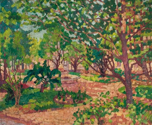 Parque Y Fuente Oil Painting by Dolcey Schenone Puig