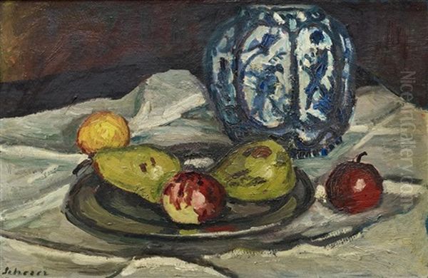 Stillleben Mit Obst Oil Painting by Fritz Scherer