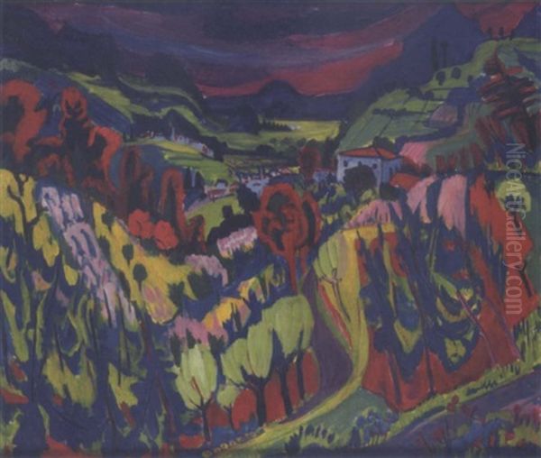 Gewitterlandschaft Oil Painting by Hermann Scherer