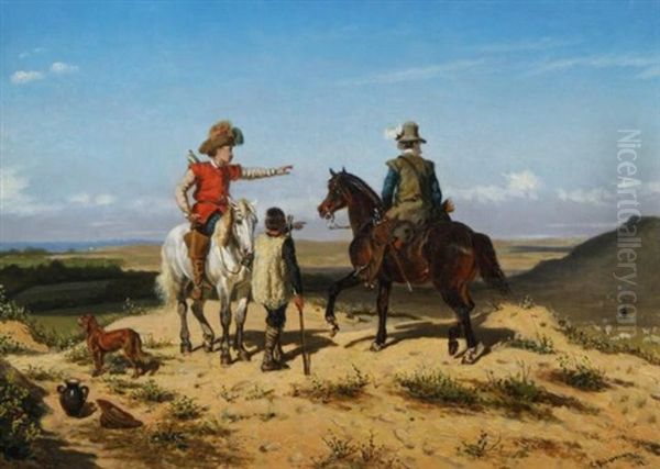 Jagers Te Paard Oil Painting by Cornelis Albert Johannes Schermer