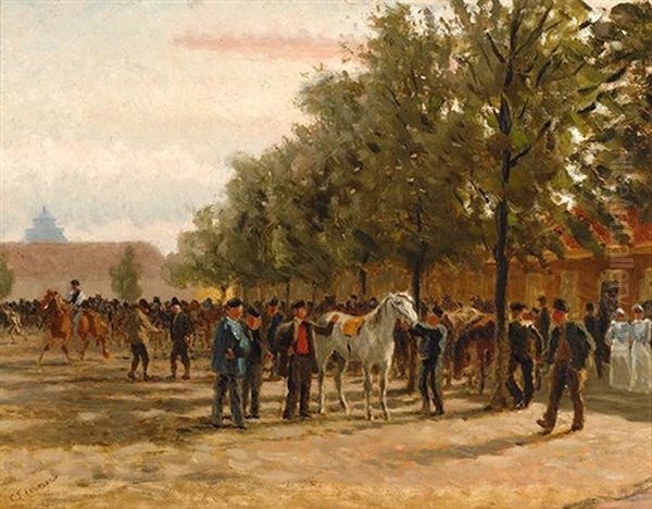 Horse Market Oil Painting by Cornelis Albert Johannes Schermer