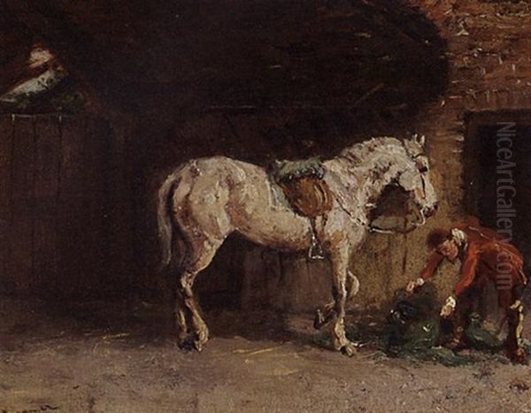 Preparing For A Ride Oil Painting by Cornelis Albert Johannes Schermer