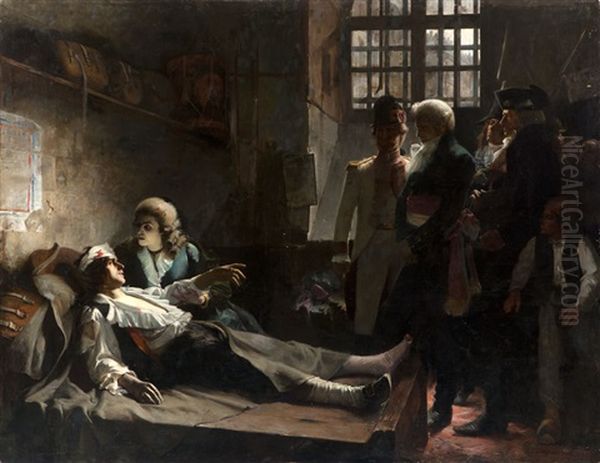 M. Duval D'esprememil Confronted By The Mayor Of Paris, French Revolutionary Scene Oil Painting by Jean-Jacques Scherrer