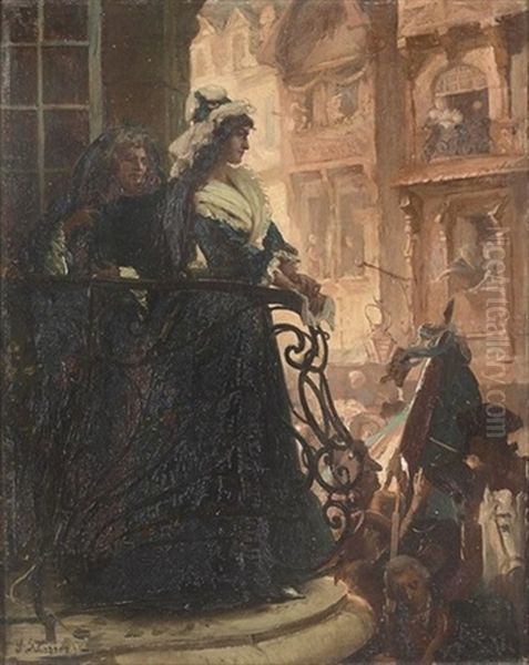 La Marianne Au Balcon Oil Painting by Jean-Jacques Scherrer