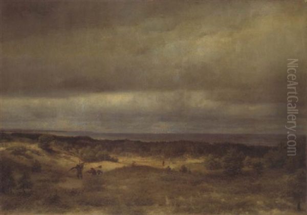 Blick Auf Die Ostsee Von Hoher Dune Aus. Strand Bei Danzig/heubude Oil Painting by Carl Scherres