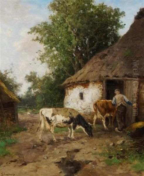 In De Stal Oil Painting by Johan Frederik Cornelis Scherrewitz