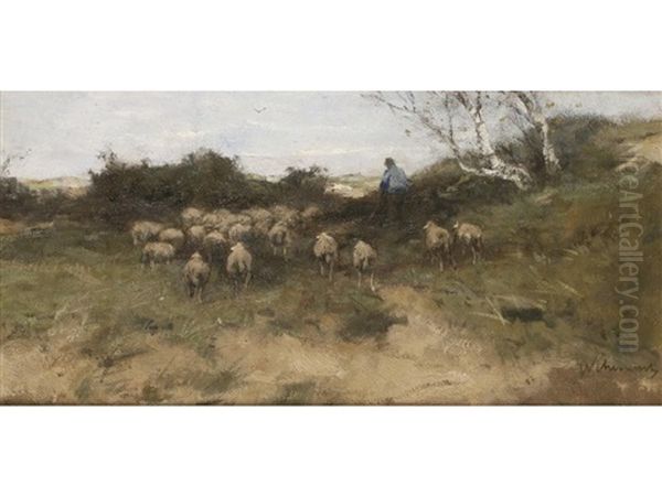 Seanty Pastures Oil Painting by Johan Frederik Cornelis Scherrewitz