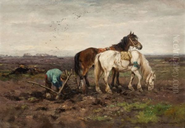 The Ploughman Oil Painting by Johan Frederik Cornelis Scherrewitz