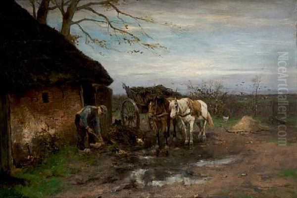 By The Cottage Door Oil Painting by Johan Frederik Cornelis Scherrewitz