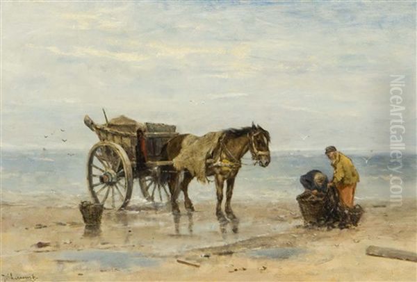 The Shell Fisher Oil Painting by Johan Frederik Cornelis Scherrewitz