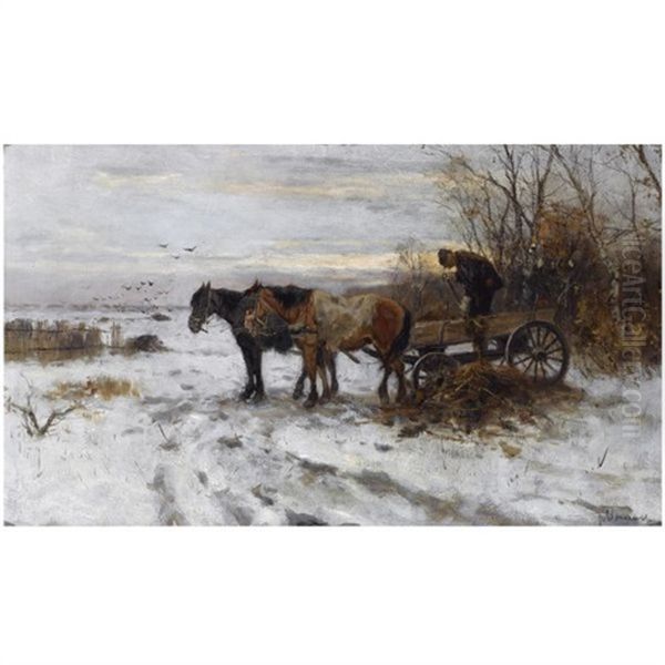 Unloading The Cart Oil Painting by Johan Frederik Cornelis Scherrewitz