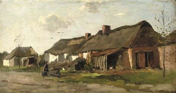 In The Farmyard Oil Painting by Johan Frederik Cornelis Scherrewitz