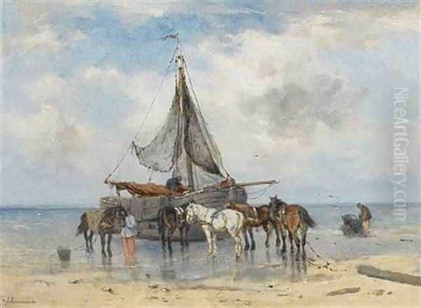 At Low Tide by Johan Frederik Cornelis Scherrewitz