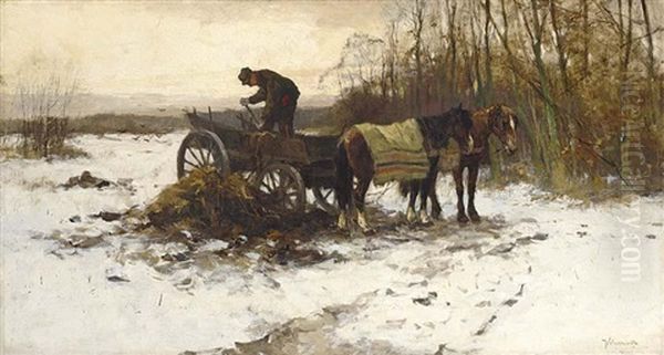 Unloading The Cart Oil Painting by Johan Frederik Cornelis Scherrewitz