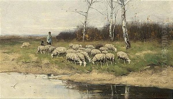 A Shepherd With His Flock by Johan Frederik Cornelis Scherrewitz