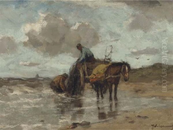 The Shell Fishers Oil Painting by Johan Frederik Cornelis Scherrewitz