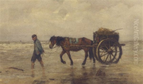 Beachcomber In The Surf Oil Painting by Johan Frederik Cornelis Scherrewitz